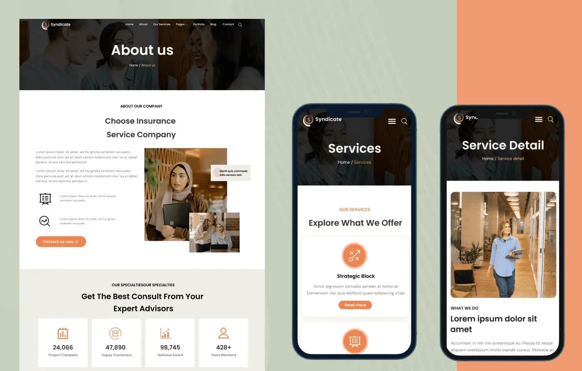 Syndicate — Business Advisory Next.js + CMS Admin Dashboard Website Template gallery image 2