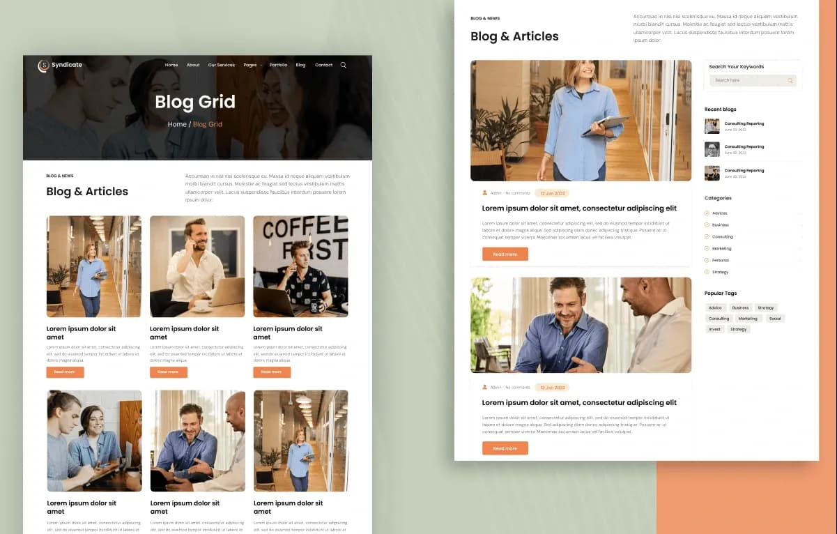 Syndicate — Business Advisory Next.js + CMS Admin Dashboard Website Template gallery image 5