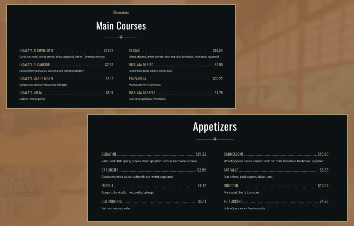 Yummy Food Restaurant — Statamic Restaurant Starter Kit gallery image 9