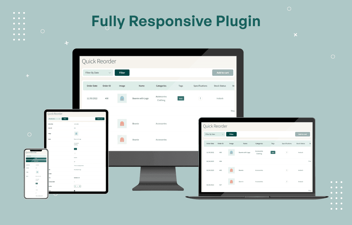 WooCommerce reorder plugin with order history and cart restore
