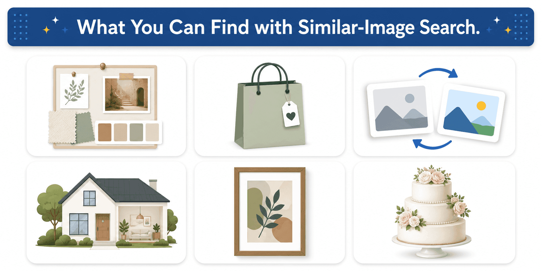 Six common use cases for similar-image search moodboards, shopping, stock alternatives, interior design, art research, event planning