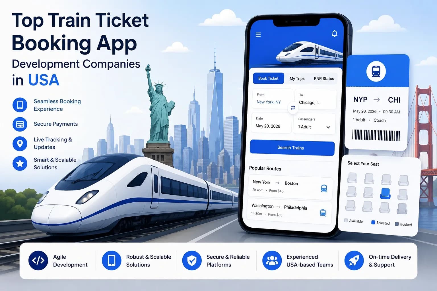 Top Train Ticket Booking App Development Companies in USA featured image