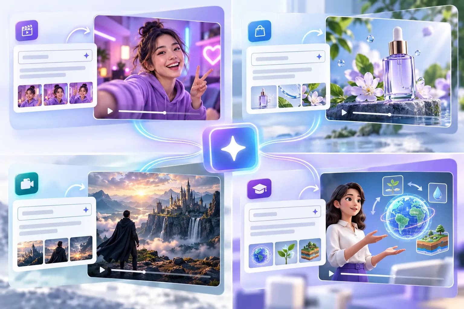 AI video prompt use cases for social reels product ads cinematic scenes and explainers