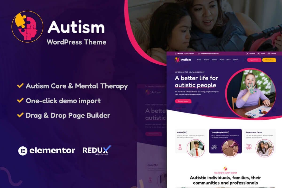 Autism - Autistic Children Care WordPress Theme + RTL
