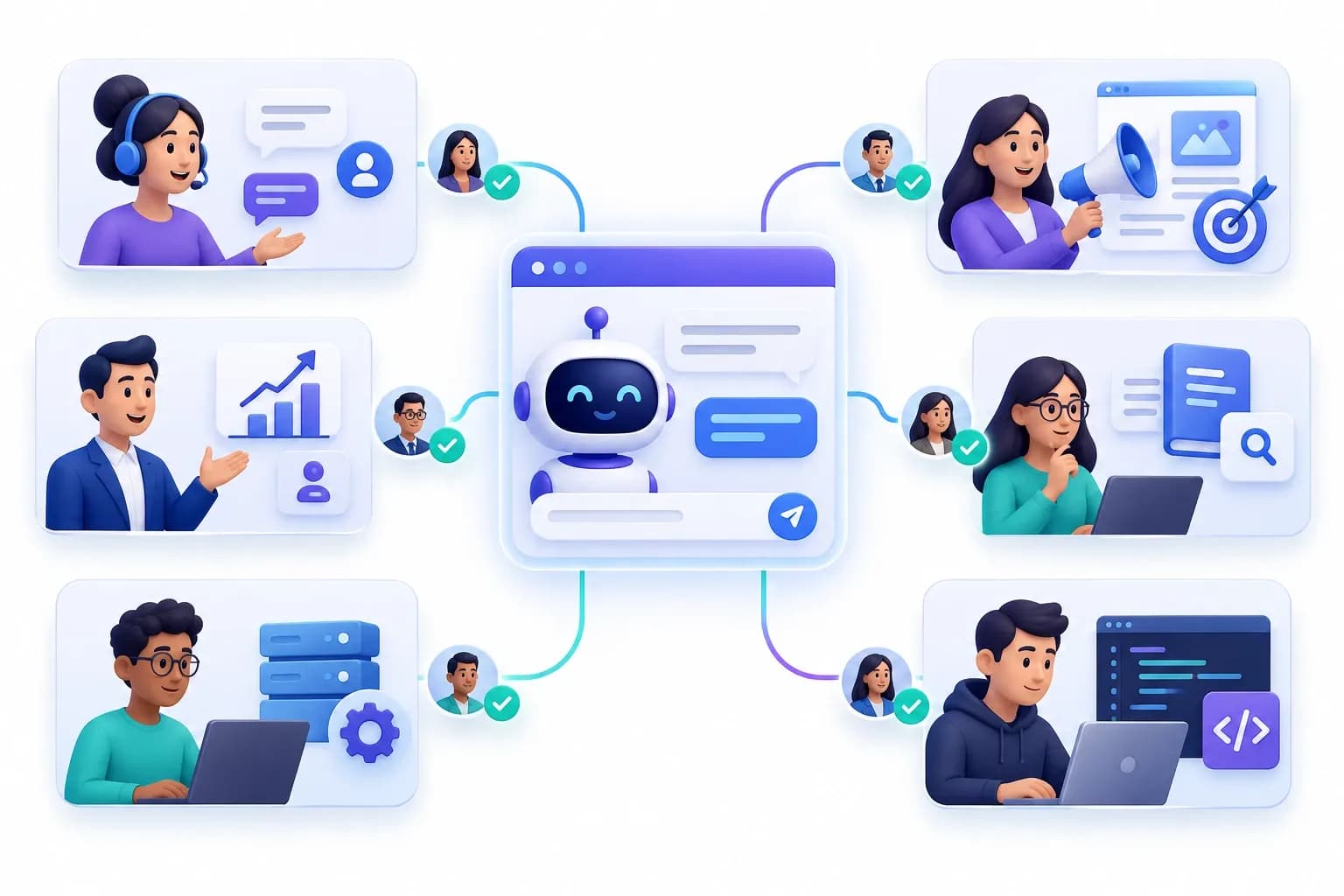 AI chatbot use cases across customer service sales marketing IT and development