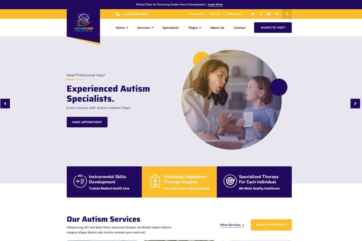 Autism - Autistic Children Care WordPress Theme + RTL gallery image 4