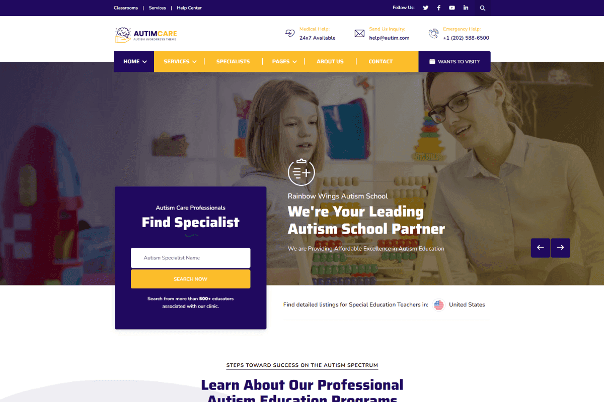 Autism - Autistic Children Care WordPress Theme + RTL gallery image 3
