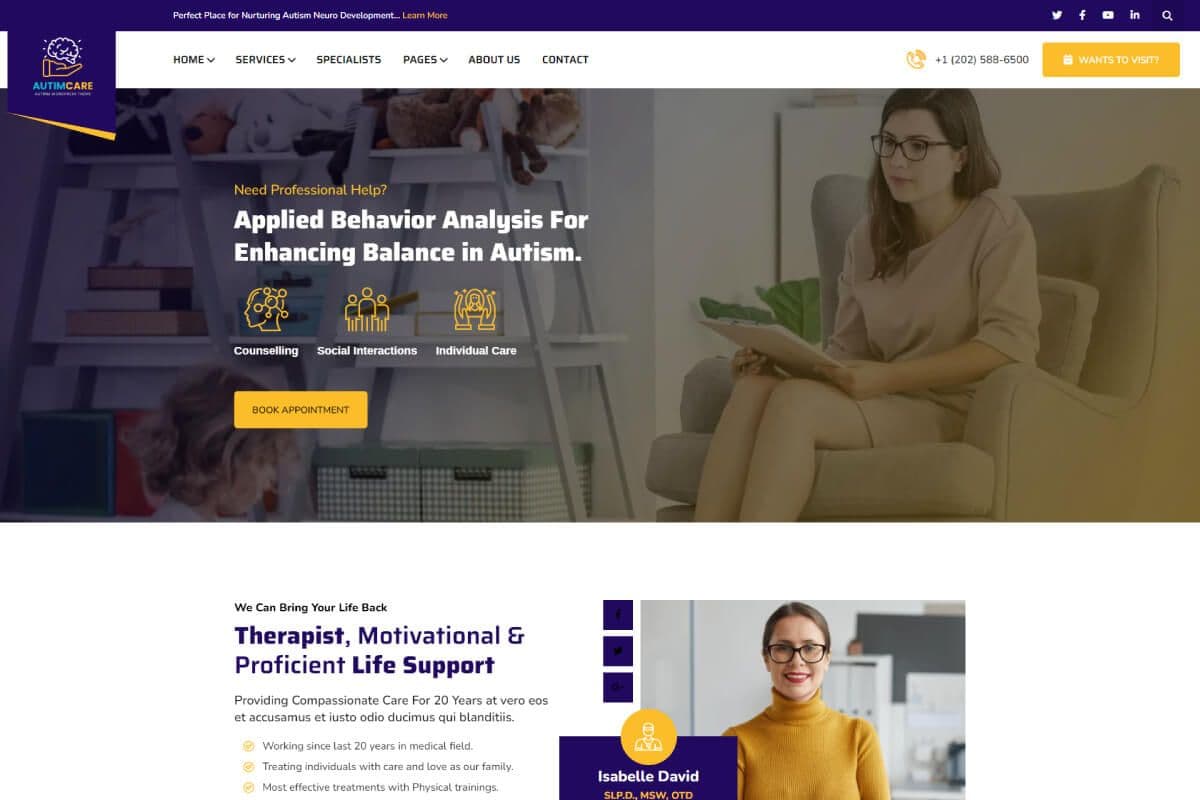 Autism - Autistic Children Care WordPress Theme + RTL gallery image 2