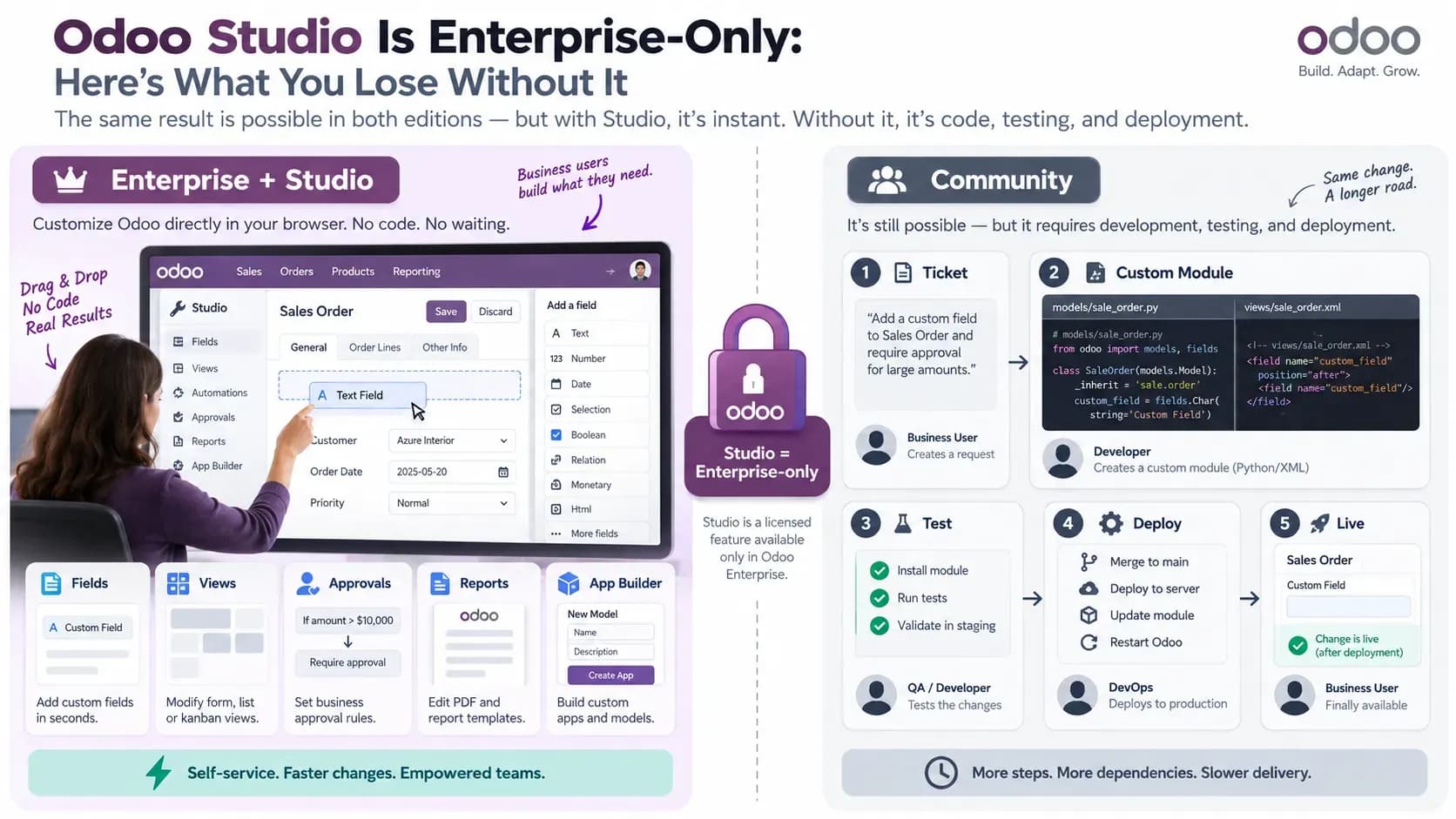 Odoo Studio Is Enterprise-Only: Here's What You Lose Without It