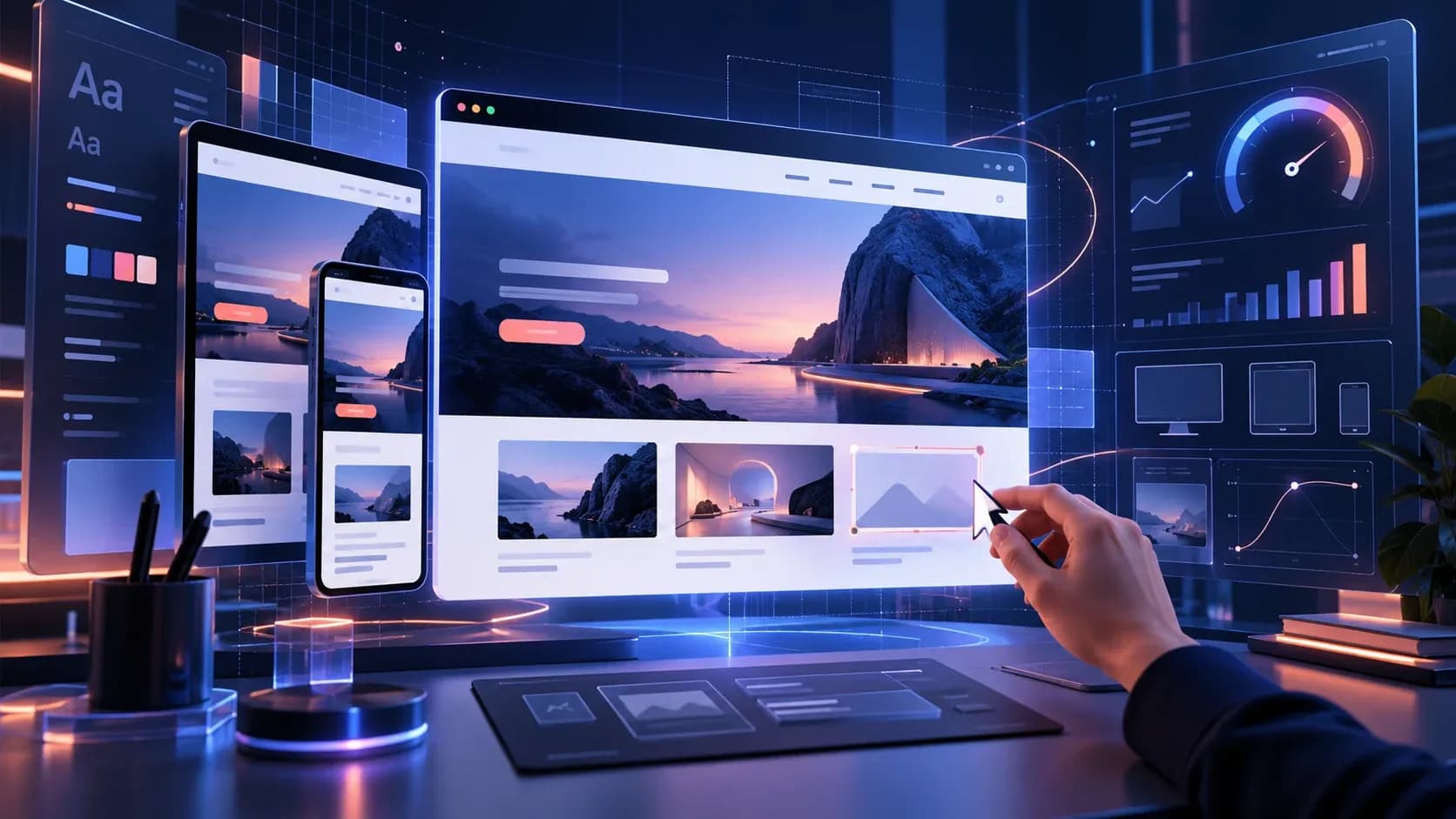 Web design trends for 2027 combining responsive layouts, AI-assisted workflows and human design decisions